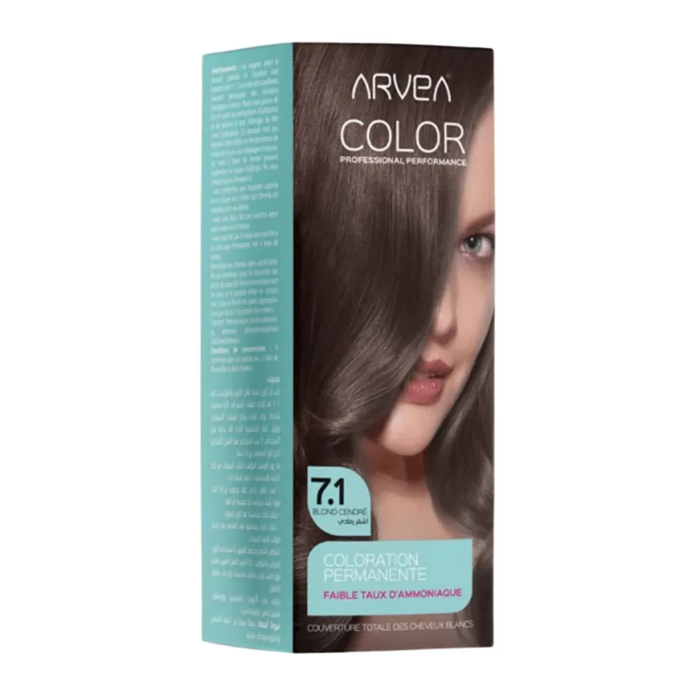 Arvea Coloration A Faible Taux D’Ammoniaue 7.1 Blond Cendre