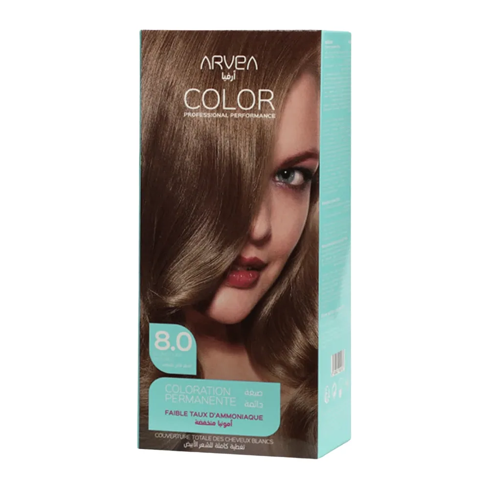 Arvea Coloration A Faible Taux D’Ammoniaue 8.0 Blond Clair Naturel