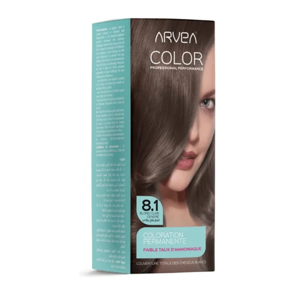 Arvea Coloration A Faible Taux D’Ammoniaue 8.1 Blond Clair Cendre