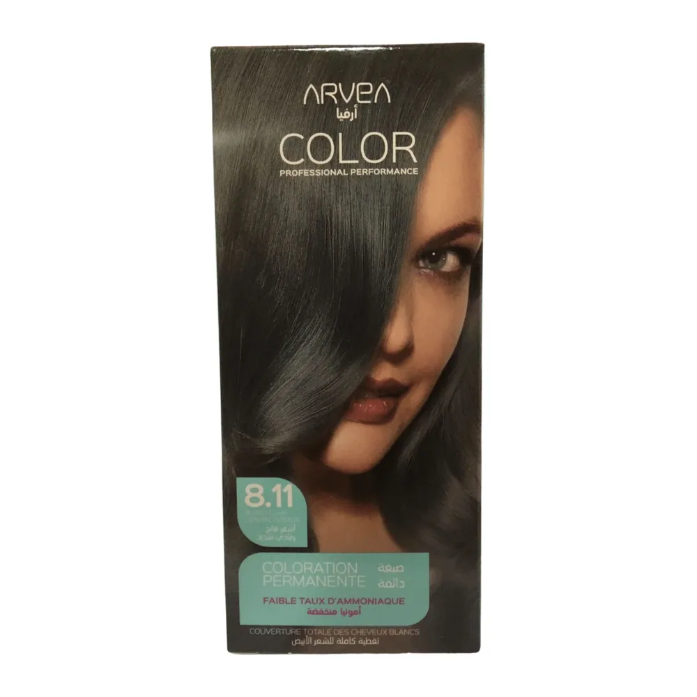 Arvea Coloration A Faible Taux D’Ammoniaue 8.11 Blond Claire Cendre Intense