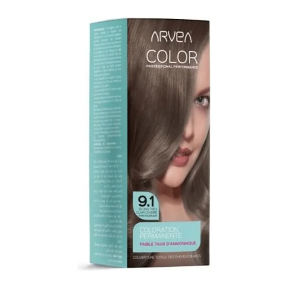 Arvea Coloration A Faible Taux D’Ammoniaue 9.1 Blond Tres Clair Cendre