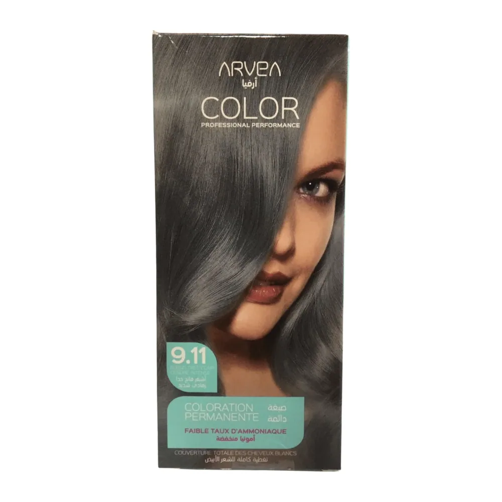Arvea Coloration A Faible Taux D’Ammoniaue 9.11 Blond Tres Clair Cendre Intense
