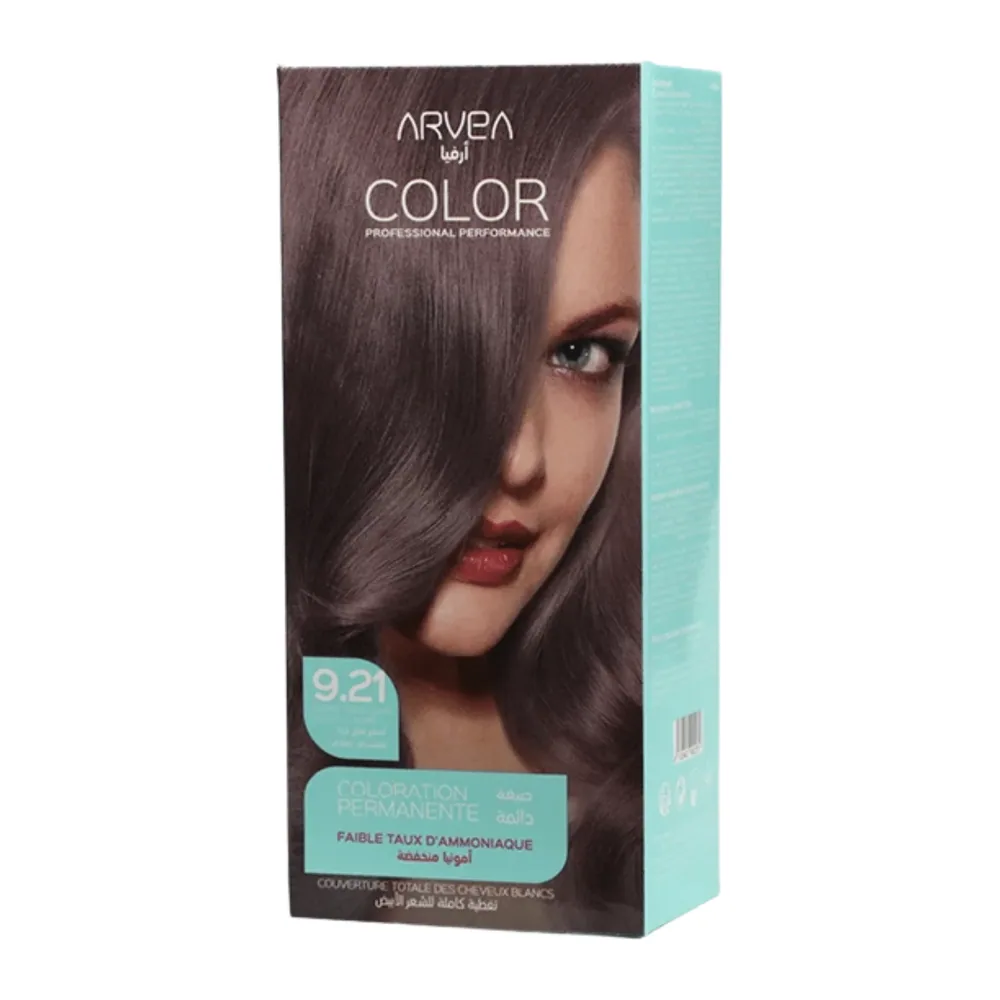 Arvea Coloration A Faible Taux D’Ammoniaue 9.21 Blond Tres Clair Violet Cendre