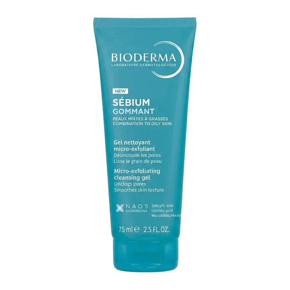 BIODERMA – Sébium Gommant – Désincruste les pores et lisse le grain de peau – 75 ml