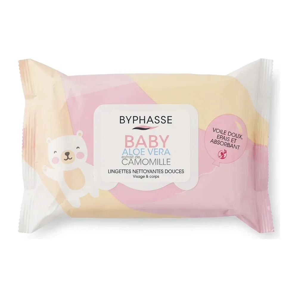BYPHASSE – BABY Aloe Vera Camomille – Nettoyage Doux Visage & Corps – 90 Lingettes