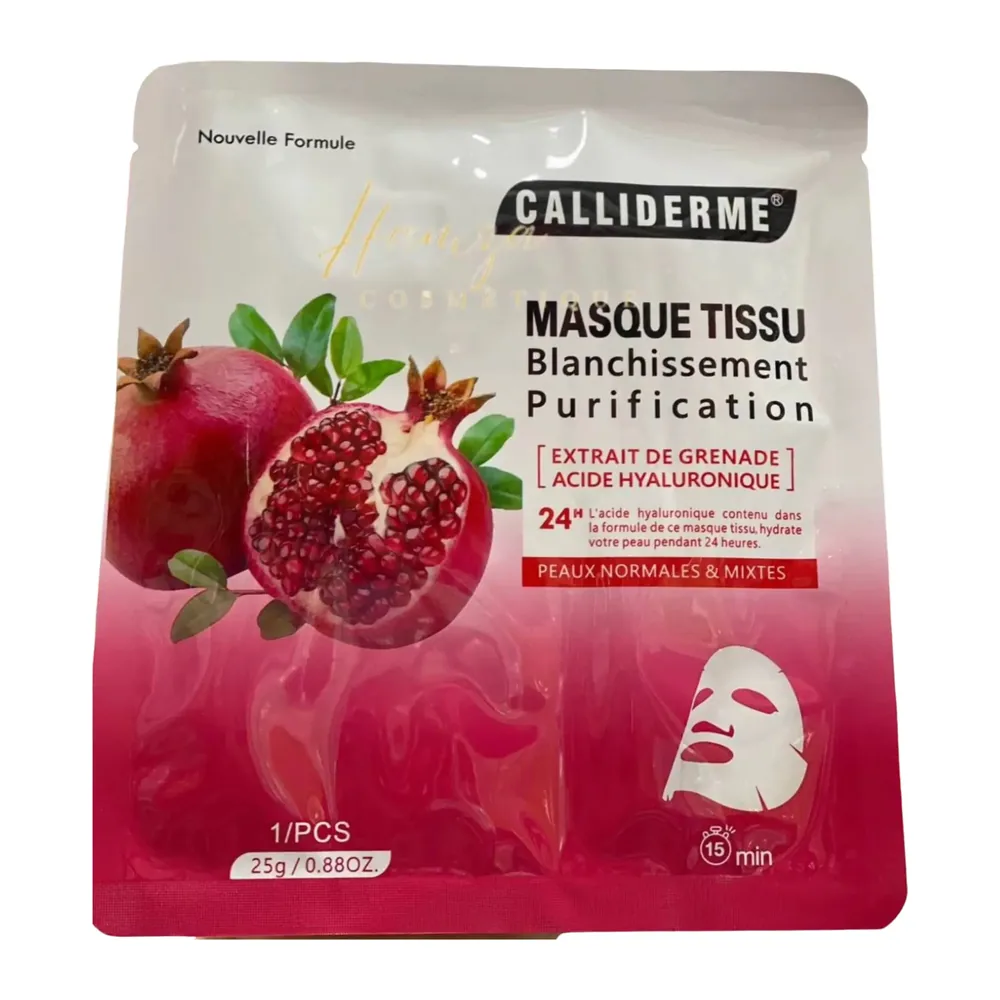 Calliderm Masque Tissu Visage Blanchissement Purification Grenade