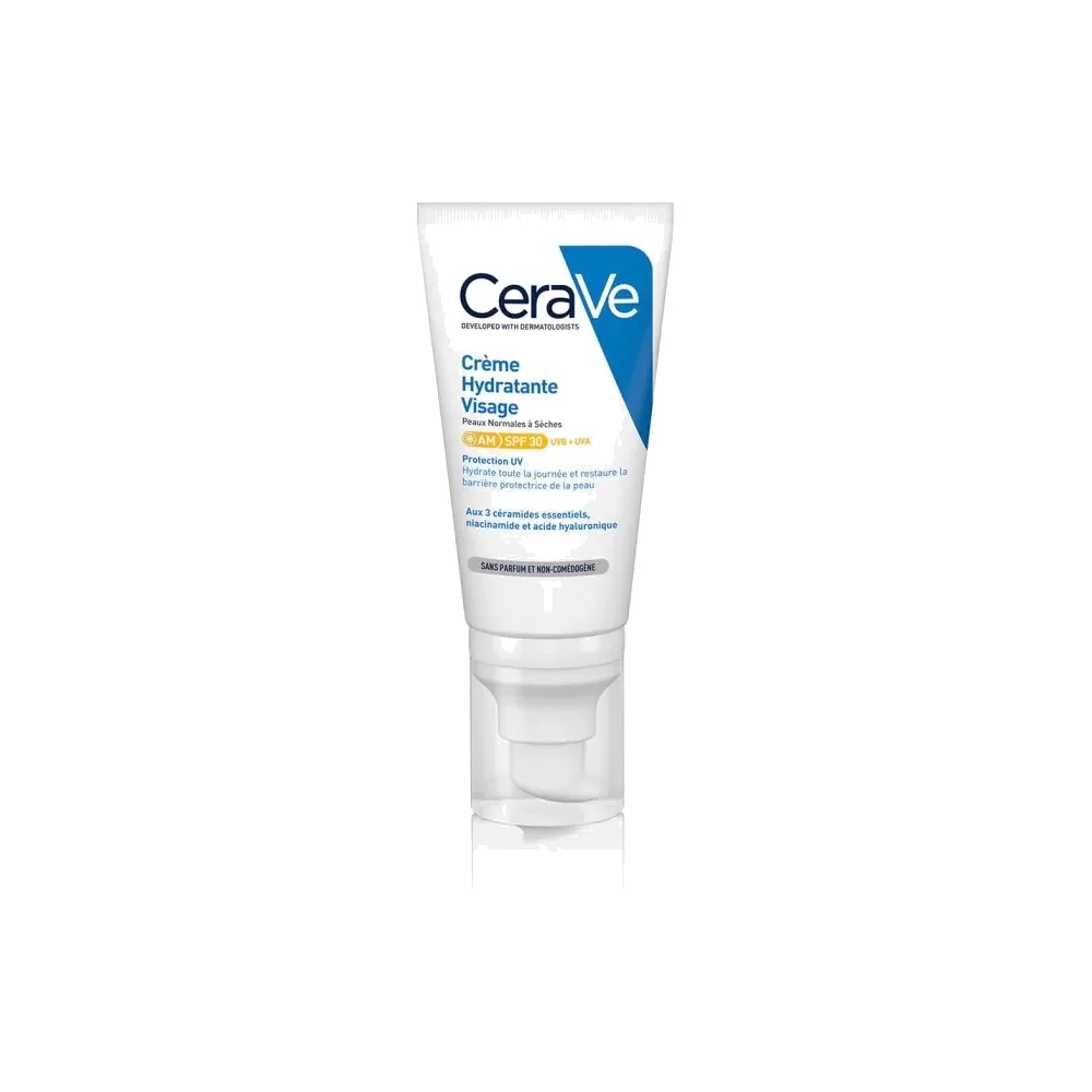 CERAVE Crème Hydratante Visage SPF 30 – Peaux normales à sèches 52 ml