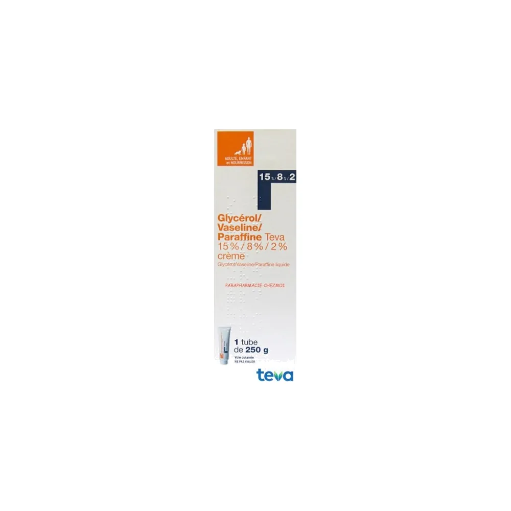 La crème Glycérol / Vaseline / Paraffine Teva 250g