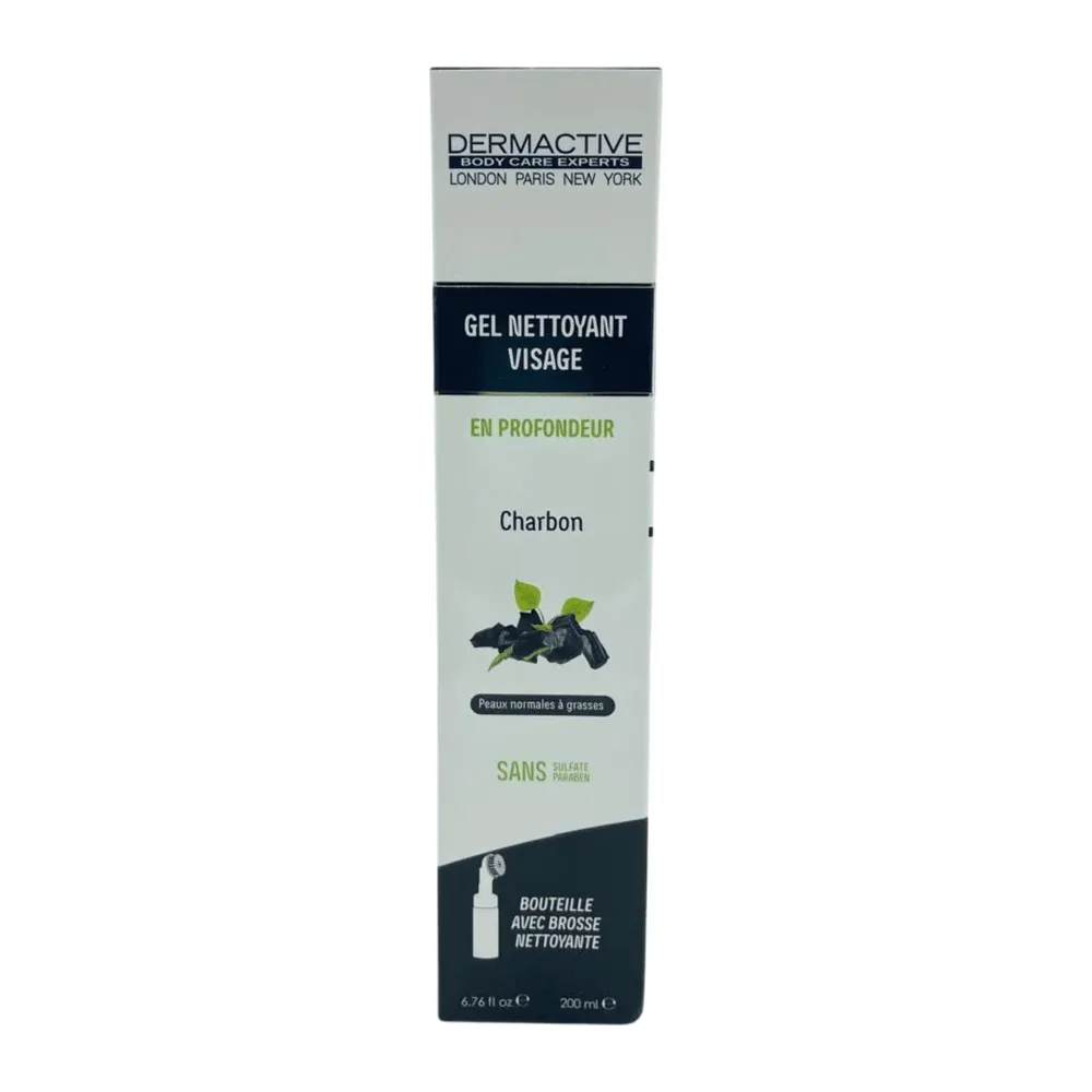 Dermactive Gel Nettoyant Visage 200Ml Au Charbon Peaux Normales A Grasse