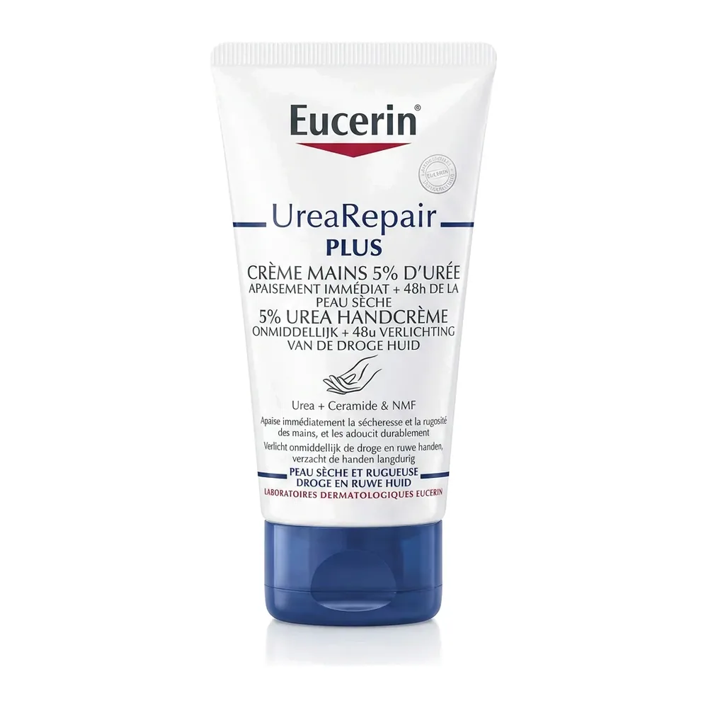 Eucerin – UreaRepair PLUS Crème Mains 5% d’Urée – Apaisement immédiat pour peaux sèches – Non visible