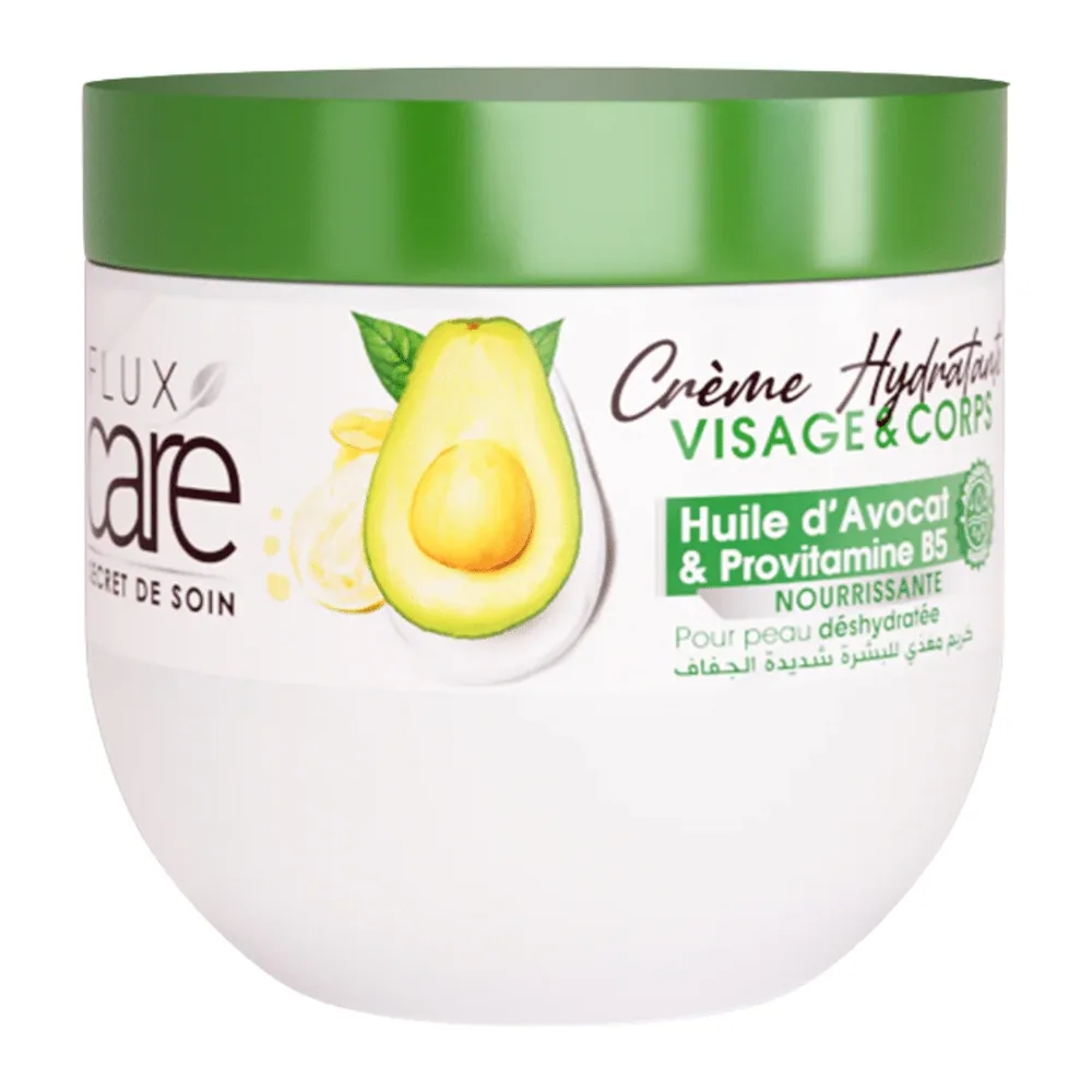 Flux Care Creme Hydratante Visage Et Corps 370Ml Avocat Et Vitamine B5