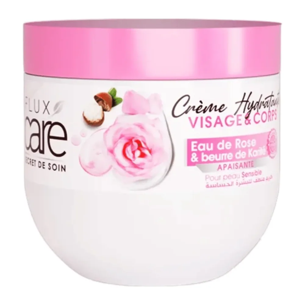 Flux Care Creme Hydratante Visage Et Corps 370Ml Eau De Rose Et Beurre De Karite