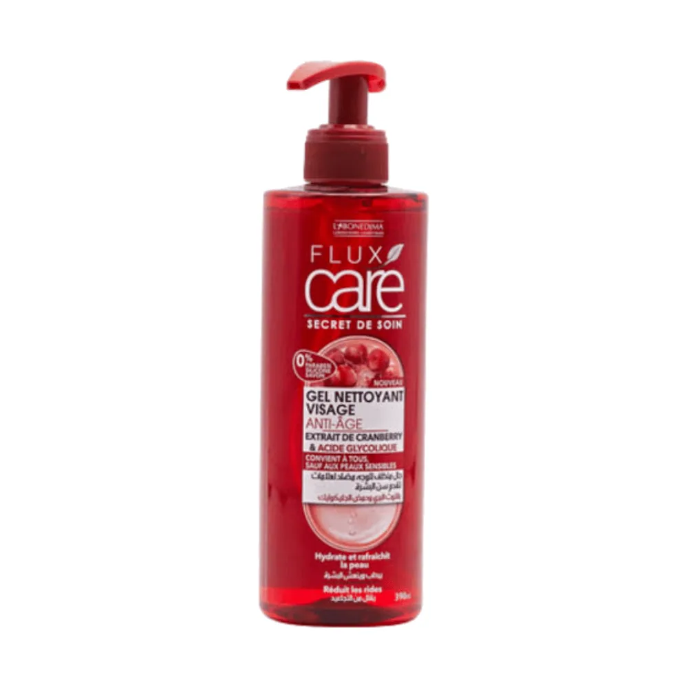 Flux Care Gel Nettoyant Visage Extrait De Cranberry & Acide Glycolique 390ml