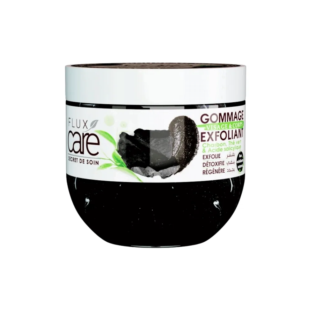 Flux Care Gommage Exfoliant Charbon & Thé Vert & Acide Salicylique 370ml