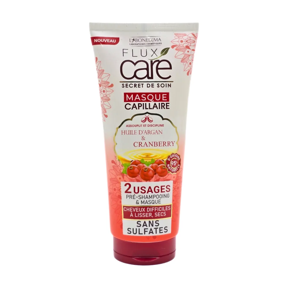 Flux Care Masque Capillaire Huille D’Argan & Cranberry 2 Usages 200 Ml