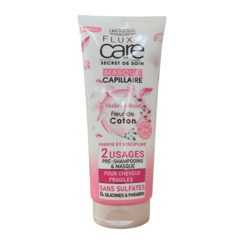 Flux Care Masque Et Pre-Shampooing Capilaire 200Ml Fleur De Coton Et Huile De Rose