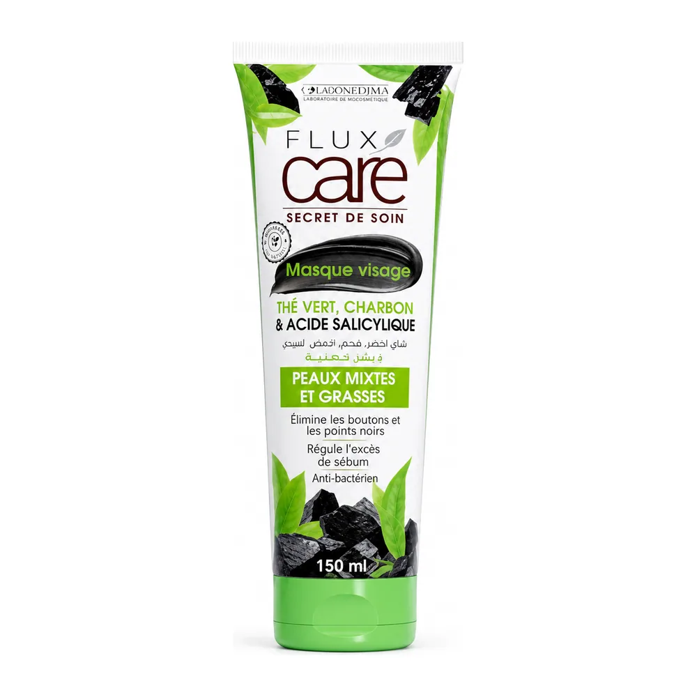 Flux Care Masque Visage Thé Vert & Charbon & Acide Salicylique 150ml