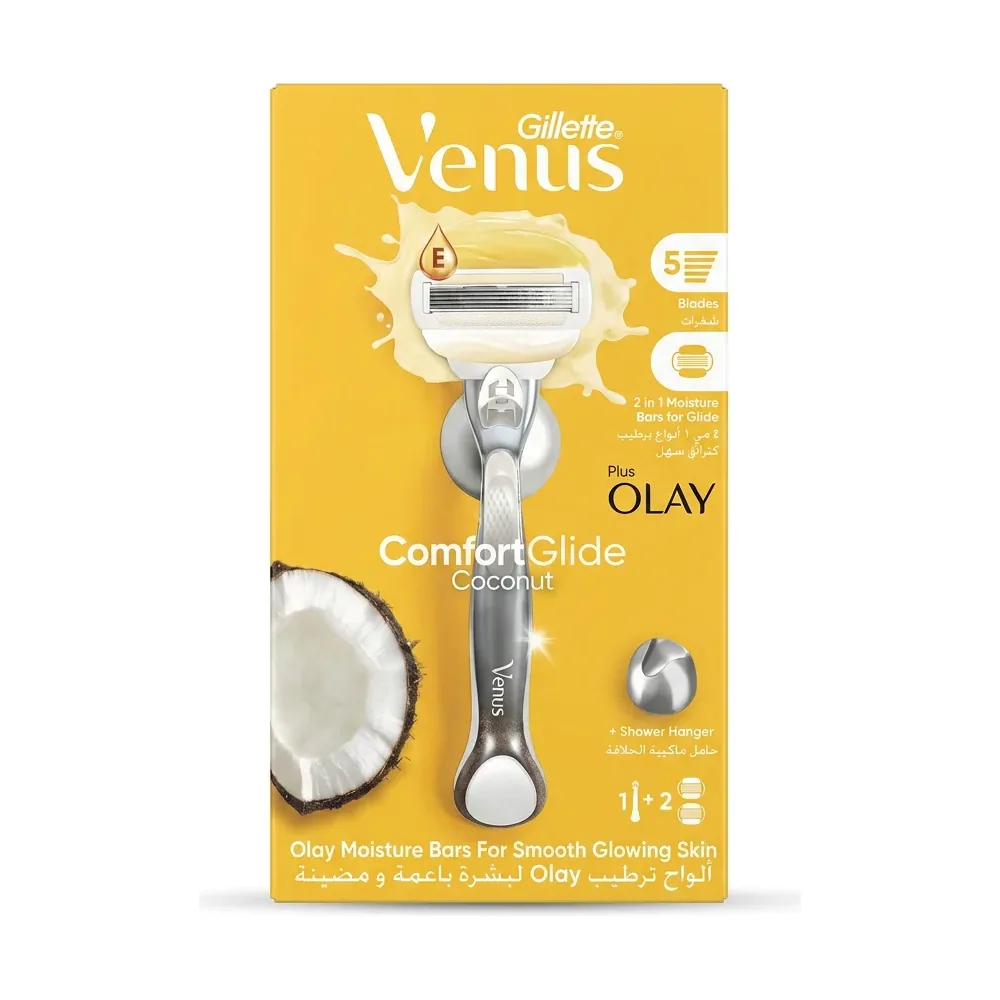 Gillette Venus – ComfortGlide Coconut – Rasoir pour une peau lisse et hydratée – 1 Rasoir + 2 Recharges