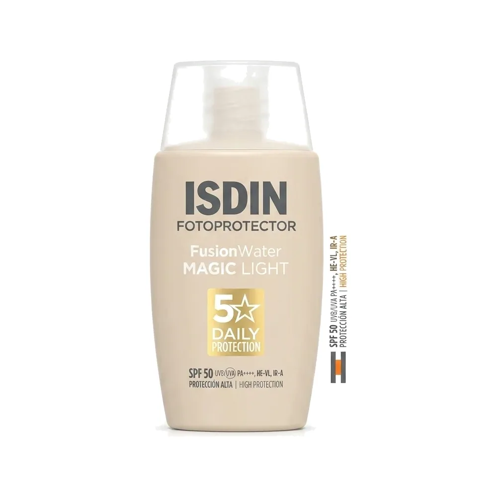 ISDIN – Fusion Water Magic Light – Protection Solaire Visage Très Haute