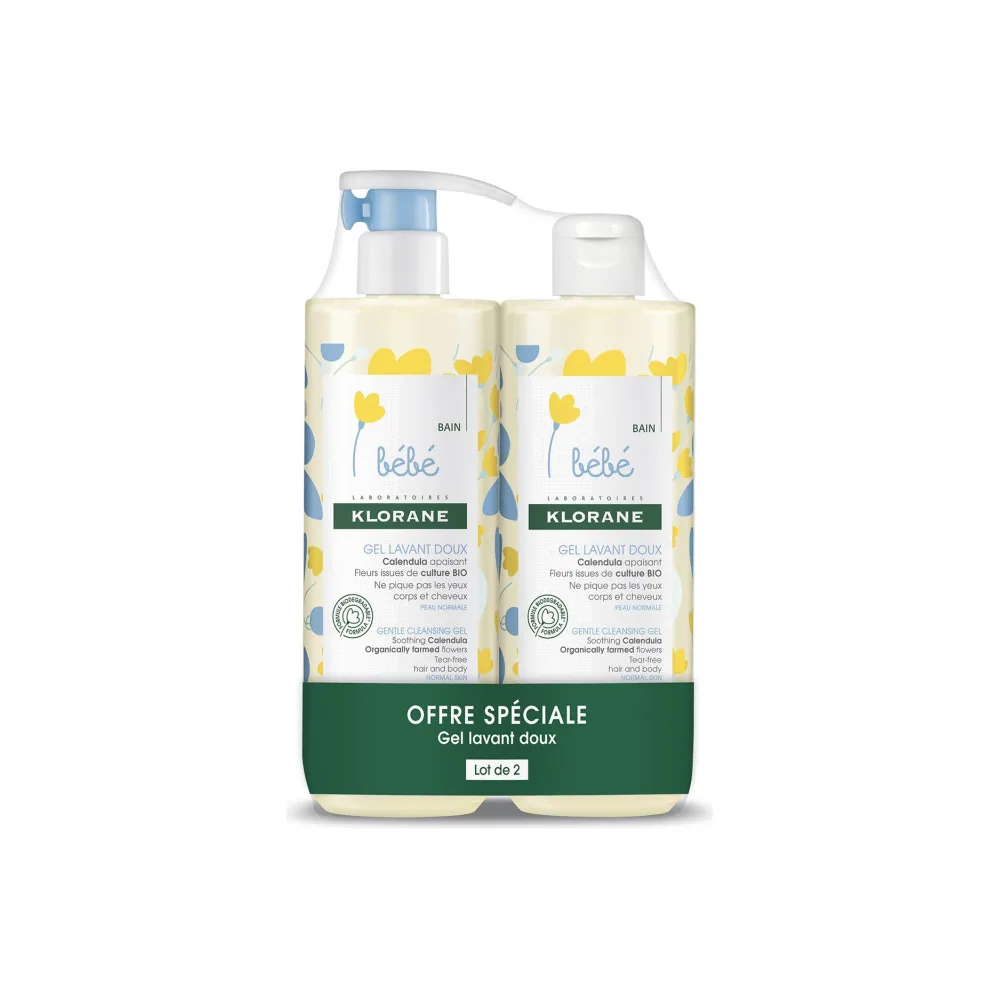 Klorane Bébé Gel Lavant Doux Lot De 2 X 500 Ml