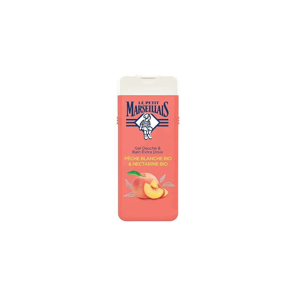 LE PETIT MARSEILLAIS Gel Douche et Bain Extra Doux Pêche Blanche Bio et Nectarine Bio 650 ml