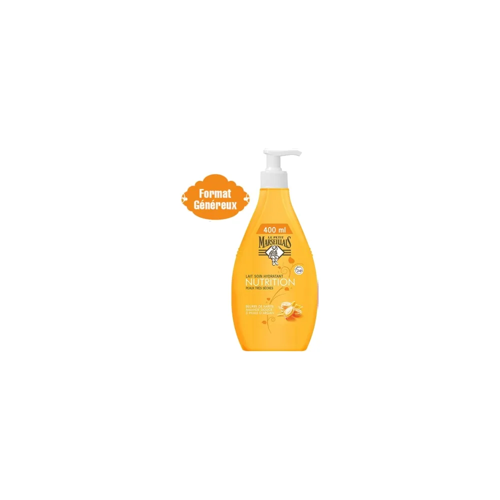 LE PETIT MARSEILLAIS LAIT HYDRATANT « NUTRITION » « BEURRE DE KARITE, AMANDE DOUCE ,& ARGAN » 250 ml