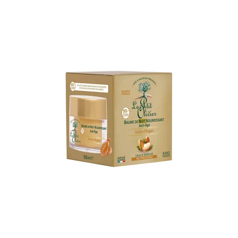 Le Petit Olivier Baume de Nuit Nourrissant Anti-Âge – Huile d’Argan 50ml