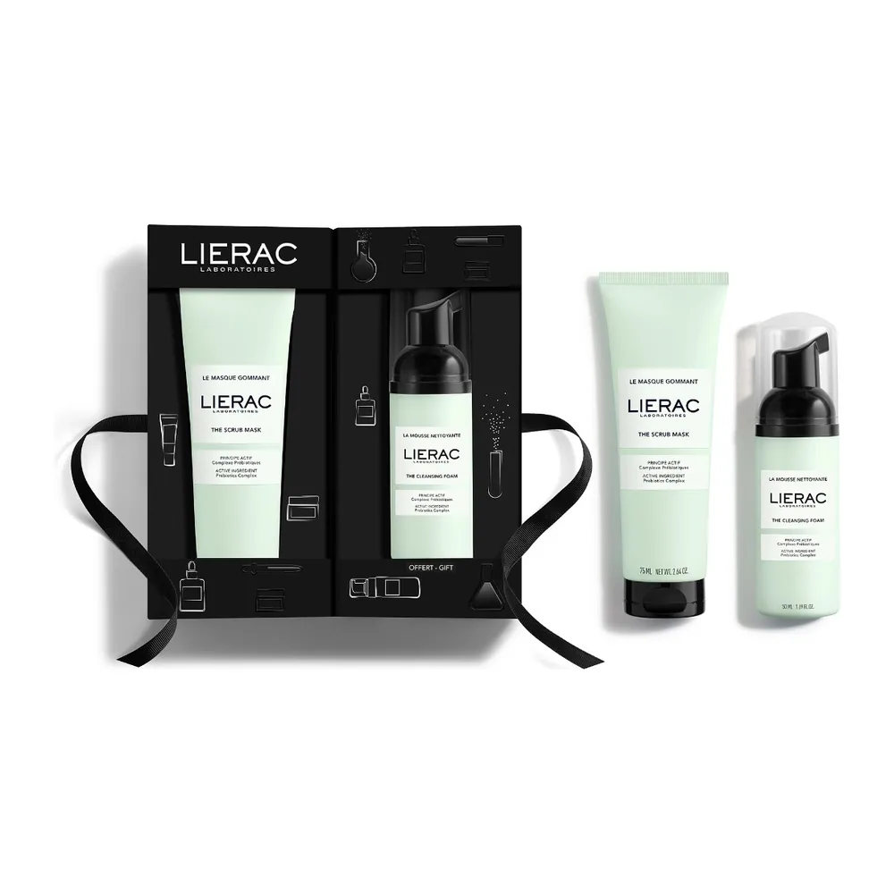 LIERAC Coffret Démaquillant :Masque Gommant 75ml – la Mousse Nettoyante 50ml