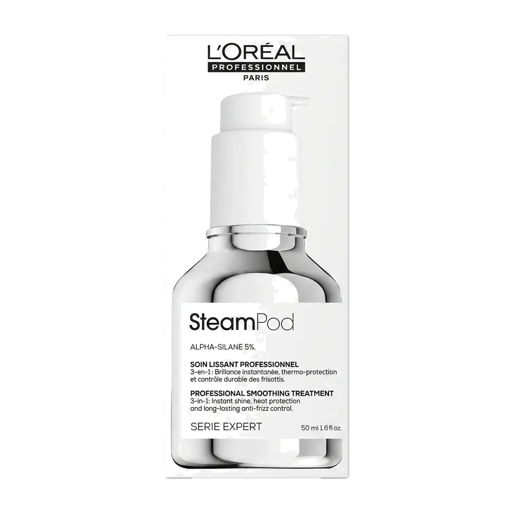 L’Oréal Professionnel Paris – SteamPod ALPHA-SILANE 5% – Lissage Professionnel Thermo-Protecteur Anti-Frisottis – 50 ml