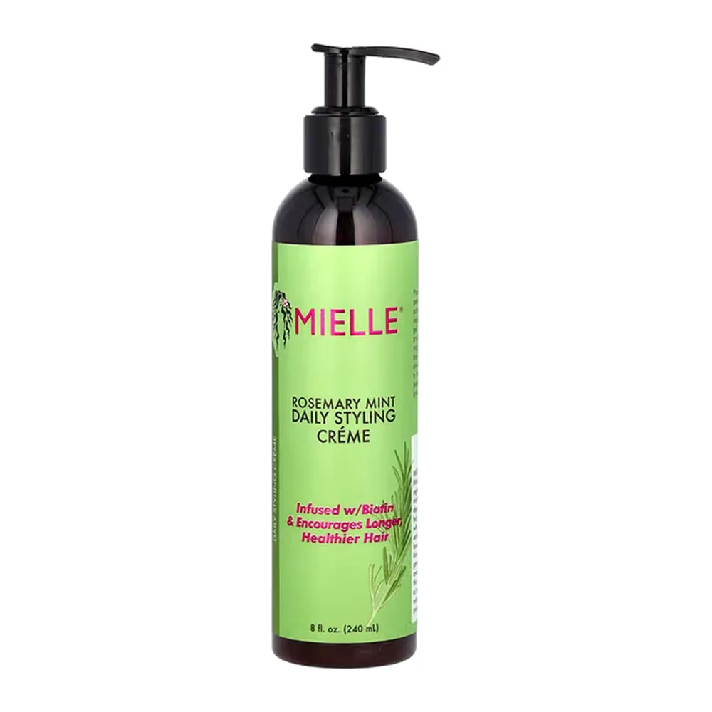 Mielle Organics Crème coiffante quotidienne multivitaminée au romarin et à la menthe pour la définition des cheveux bouclés, sans paraben ni silicone, 240 ml, blanc