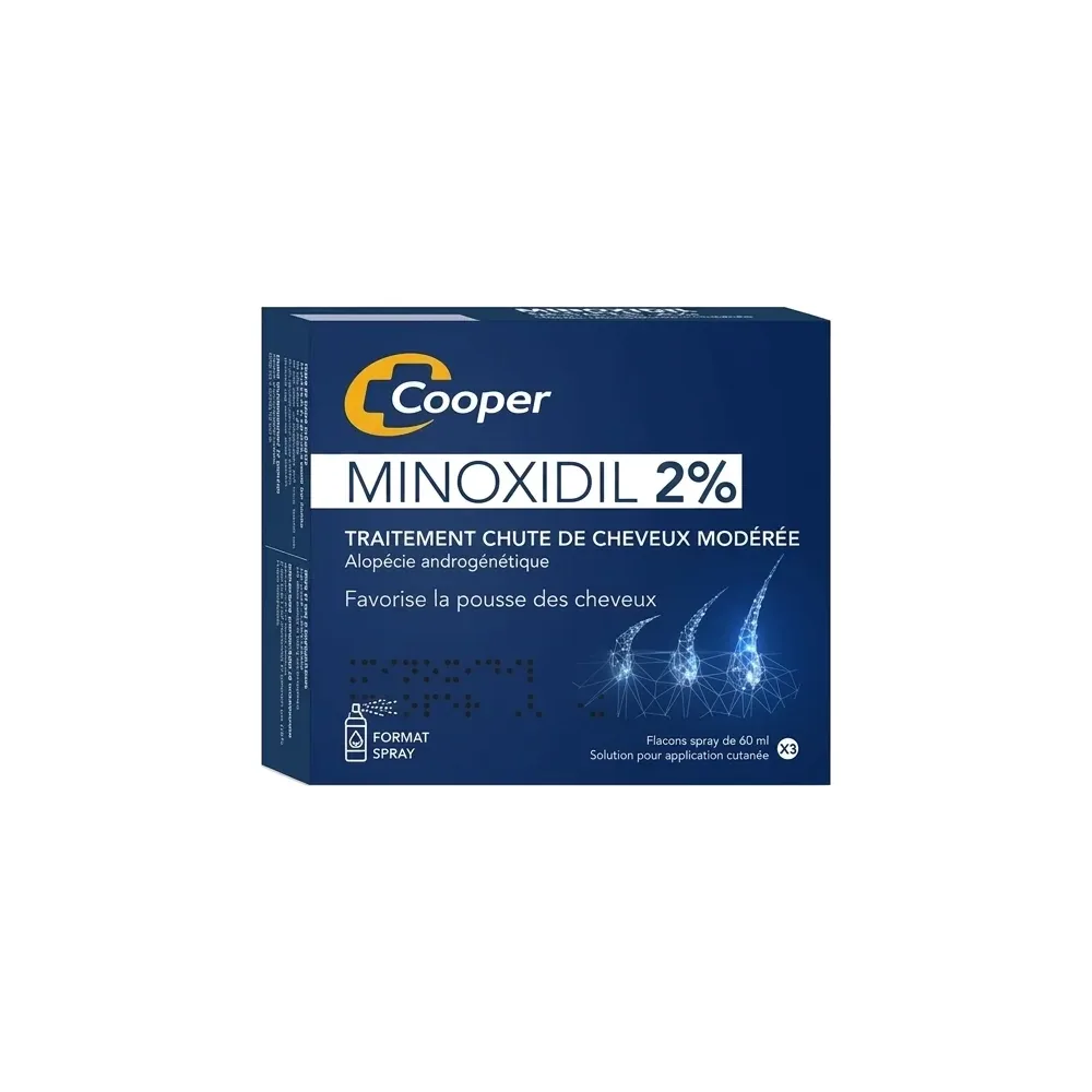 MINOXIDIL COOPER 2% solution coffret 3 flacons de 60 ml