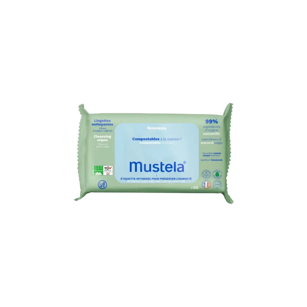 Mustela Lingettes Nettoyantes Compostables Pack de 60