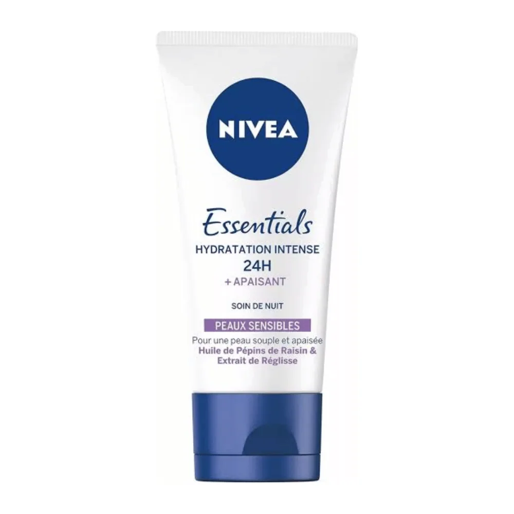 Nivea Essentials Soin de Nuit Hydratant 24h Regenerant Peaux Sensibles 50ml