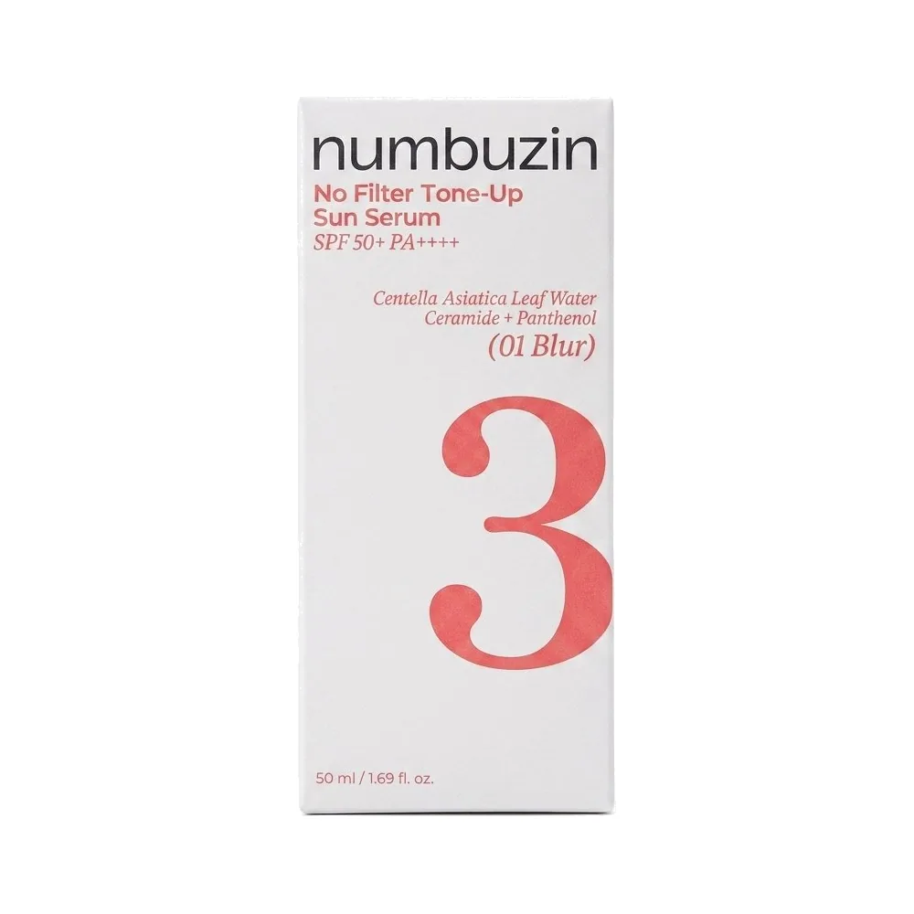 numbuzin – No Filter Tone-Up Sun Serum – Protection solaire et effet floutant – 50 ml