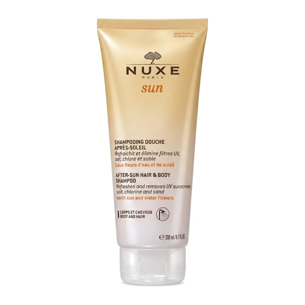 NUXE – Sun Après-Soleil Shampooing Douche – Rafraîchit et élimine filtres UV, sel, chlore et sable – 200 ml