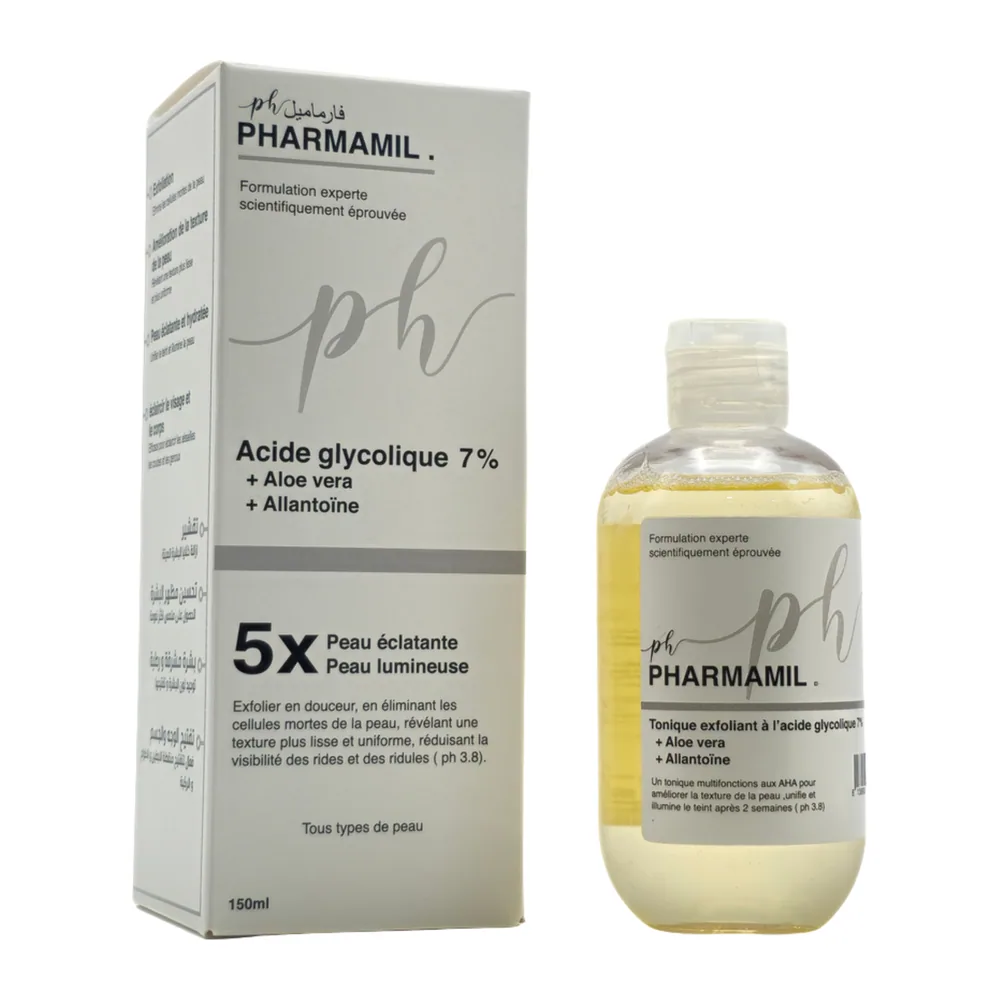 Pharmamil Acide Glycolique 7% +Aloe Vera + Allantoine Tout Types De Peux