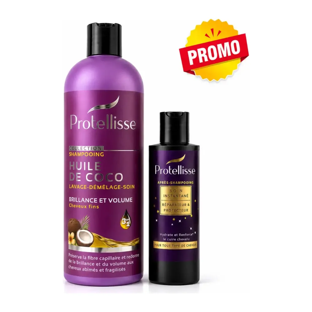 Protellisse Shampoing Collection 1L Huile De Coco Cheveux Fins