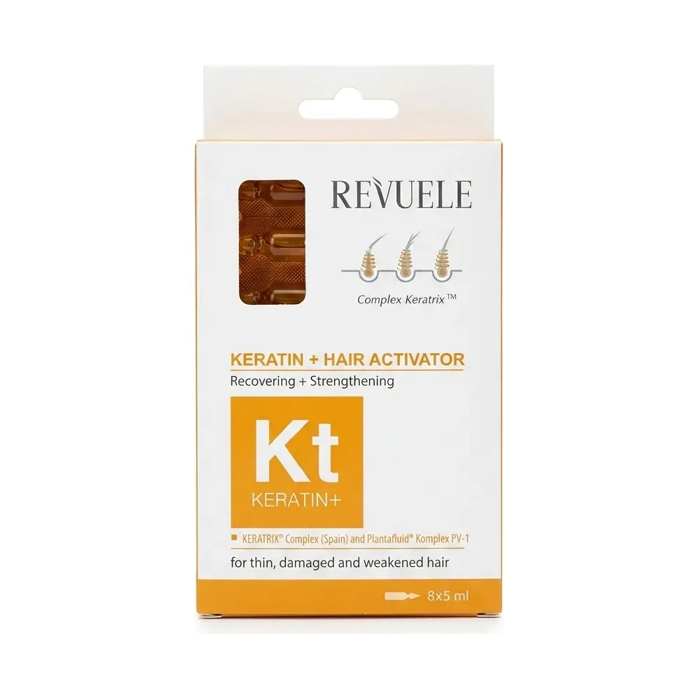 REVUELE – KERATIN + HAIR ACTIVATOR – Récupération & Renforcement Capillaire – 8×5 ml