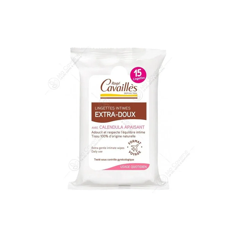 Rogé Cavaillès Lingettes Intimes Extra Douces 15 Lingettes