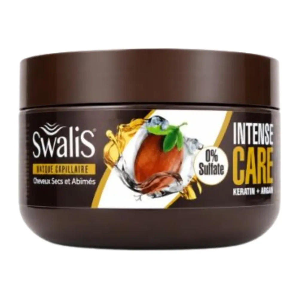 Swalis Masque Capillaire Intense Care Keratin + Jojoba Cheveux Secs Et Abimes Sans Sulfate