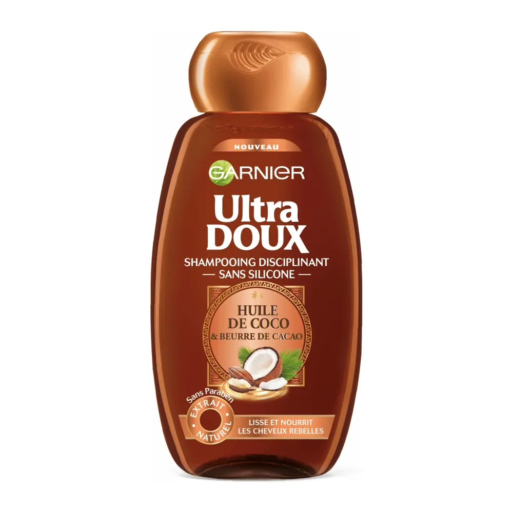Ultra Doux Shp 300Ml Huile De Coco Et Beurre De Cacao Pour Cheveux Frises Rebelles