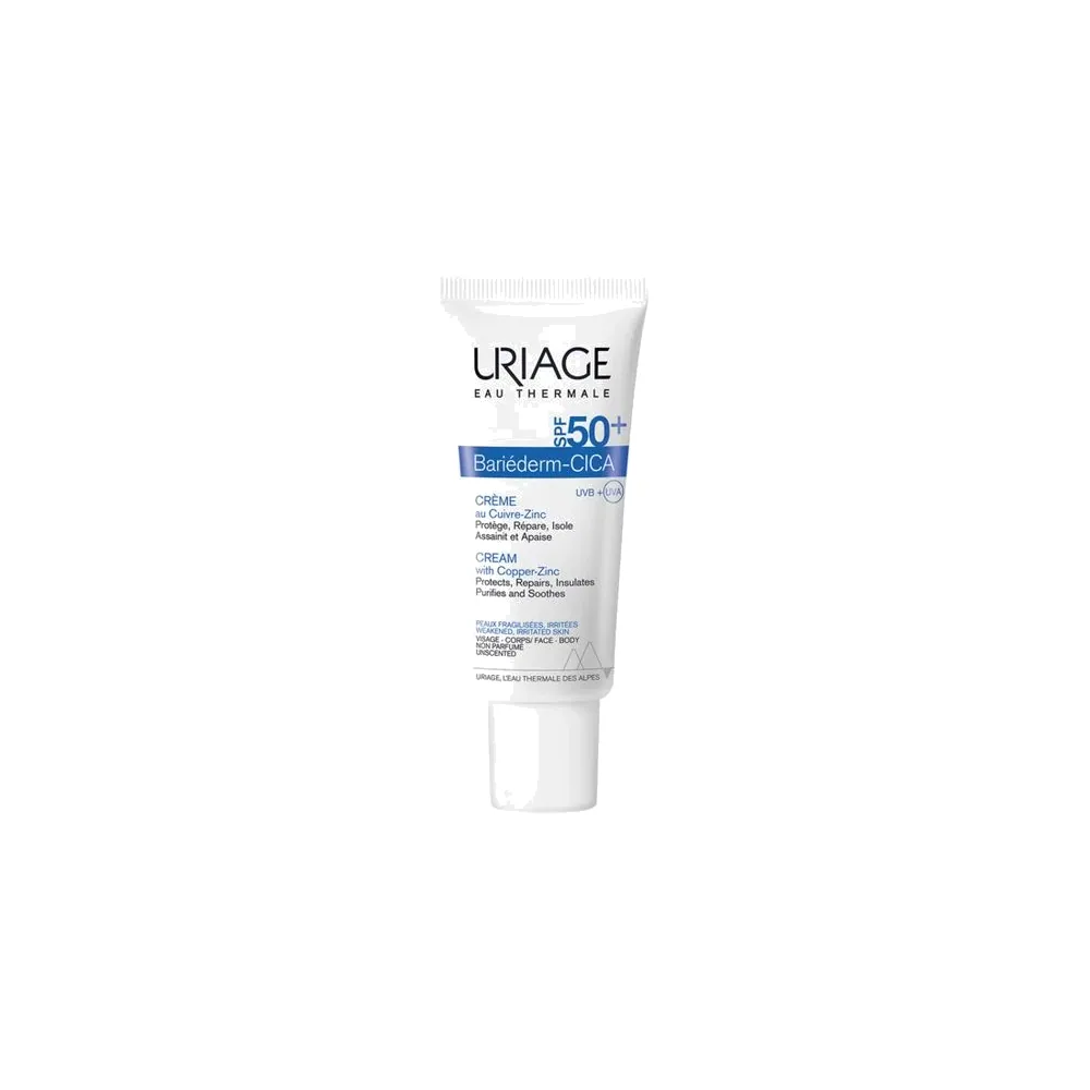 Uriage Une crème de soin réparateur et protecteur Bariéderm Cica-Crème SPF50+ -40ml-