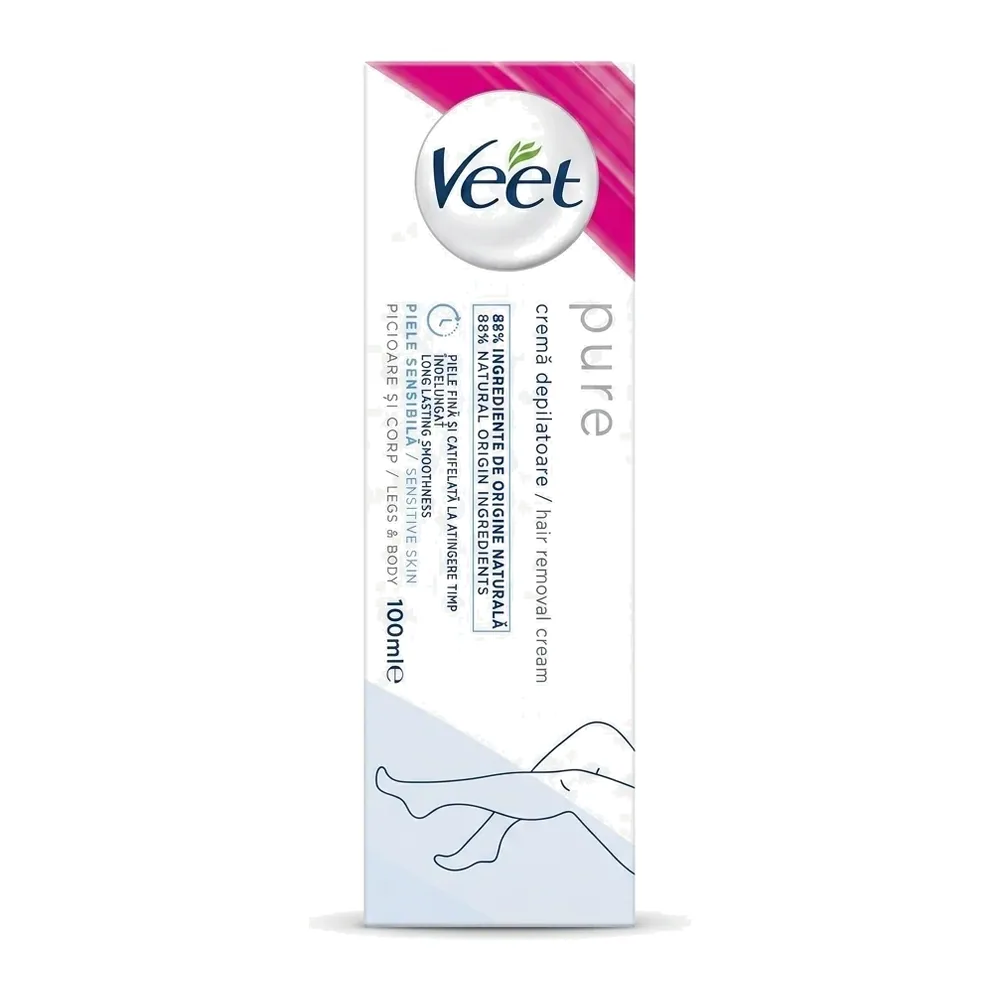 Veet – Pure Hair Removal Cream – Douceur durable pour peau sensible – 100ml