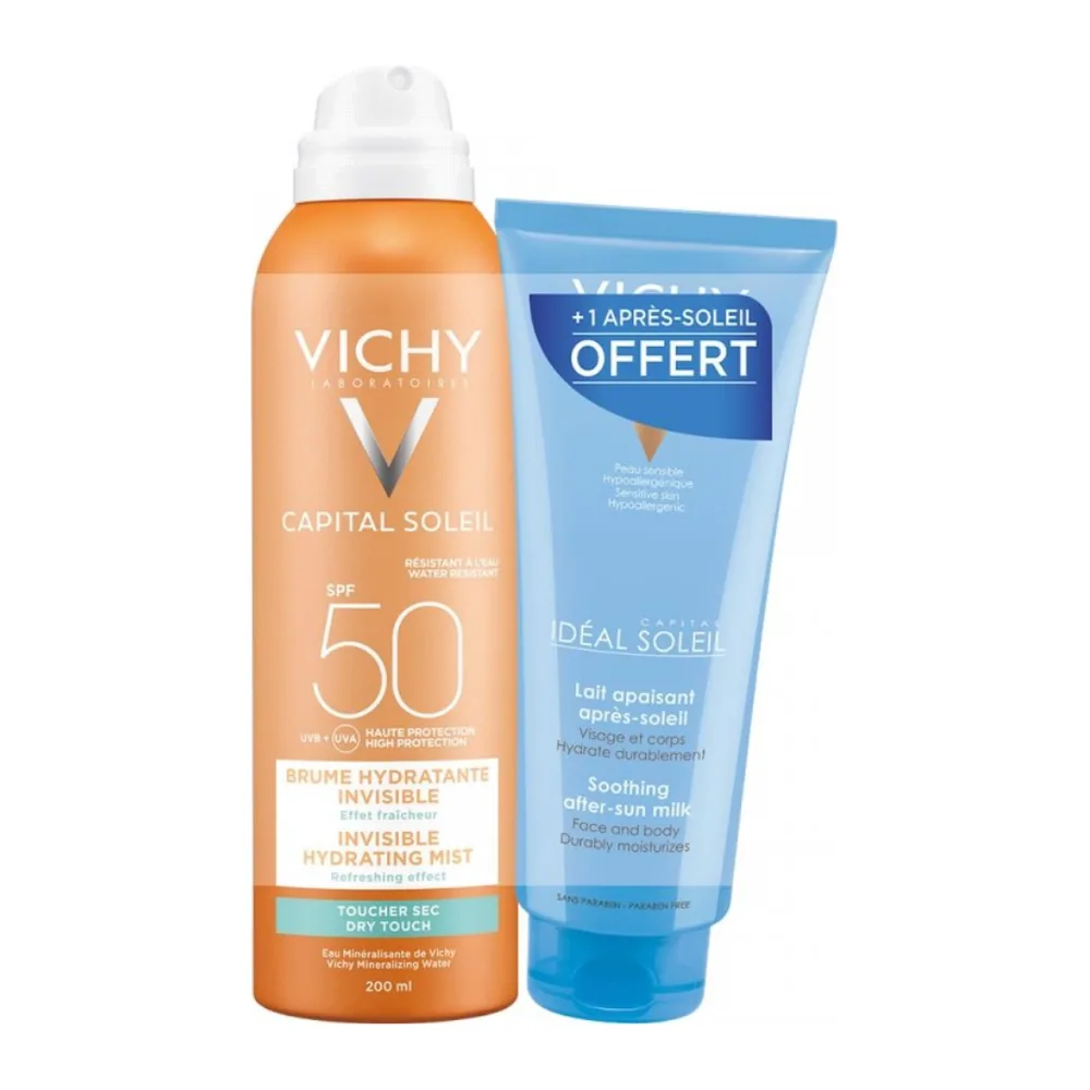 Vichy Capital Soleil Pack Brume Hydratante Invisible Spf50+ 200ml+lait Apaisant Apres Soleil 100ml