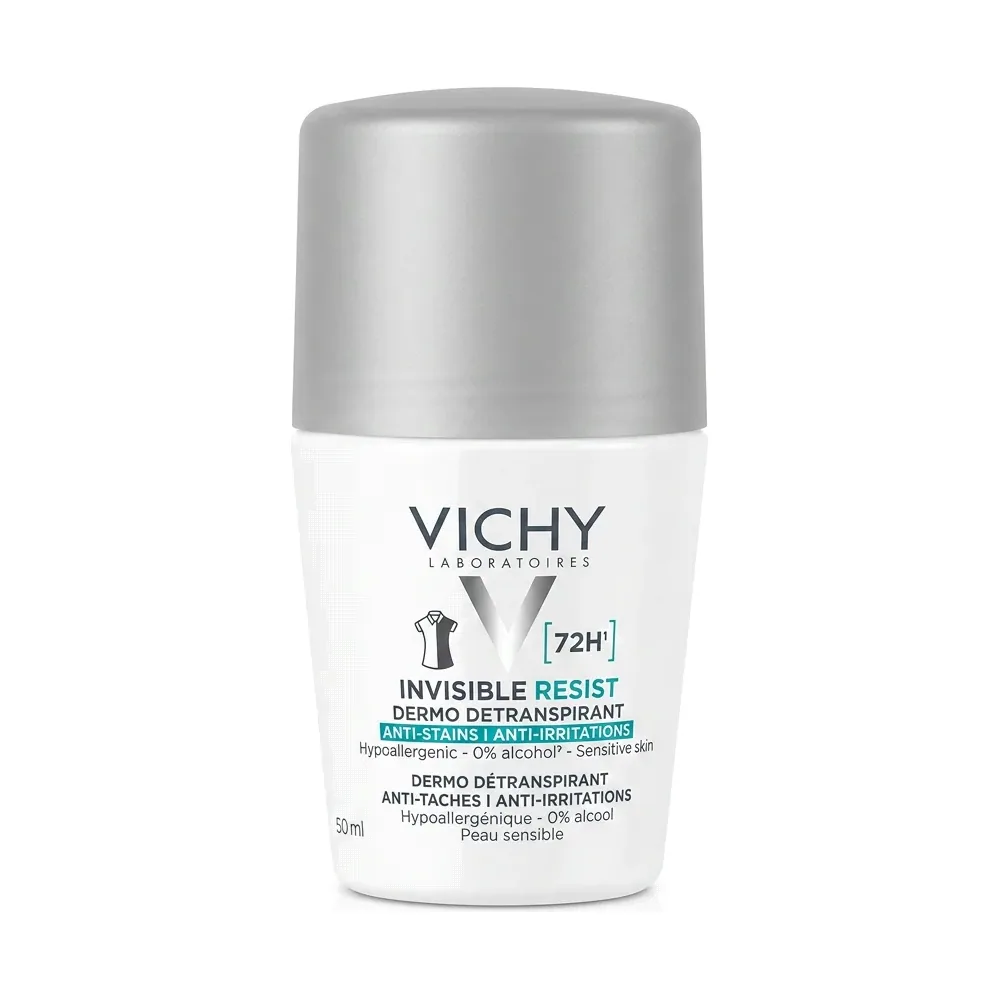 Vichy – Invisible Resist Dermo Détranspirant – Efficacité 72H Anti-traces & Anti-irritations – 50ml