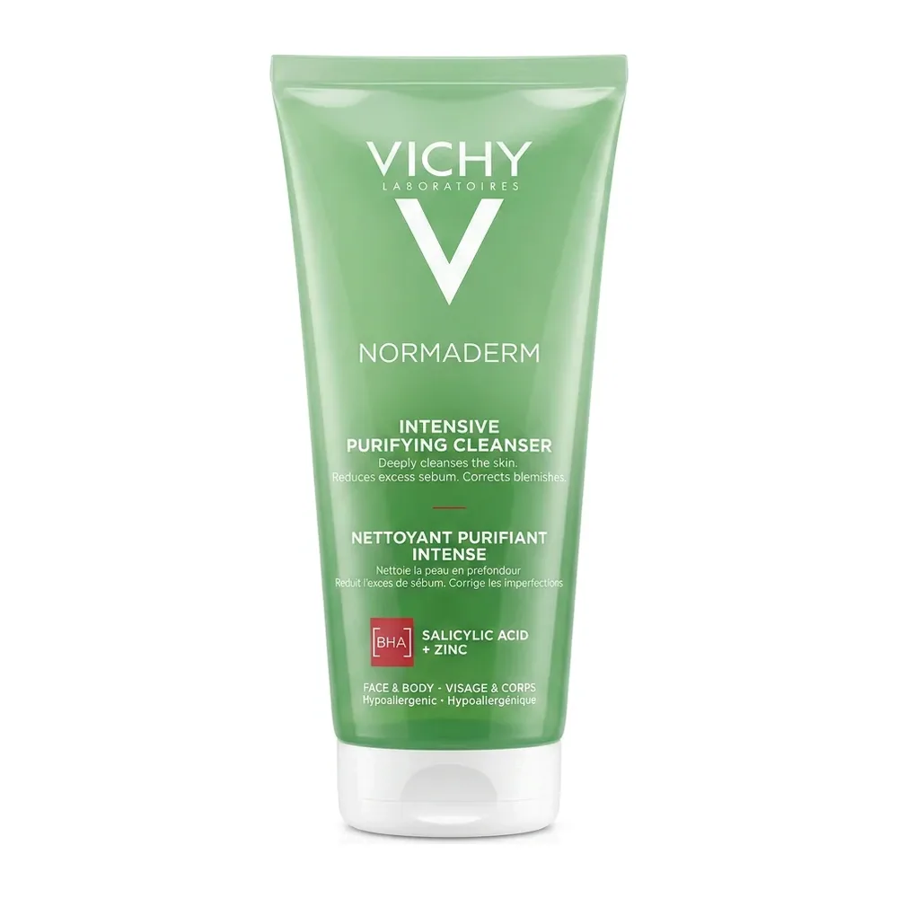 Vichy – Normaderm Gel Nettoyant Purifiant Intense – Nettoie en profondeur et corrige les imperfections – Non visible